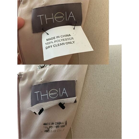 Theia Embellished Blush Gown Cap Sleeve Formal Dress - Picture 11 of 16